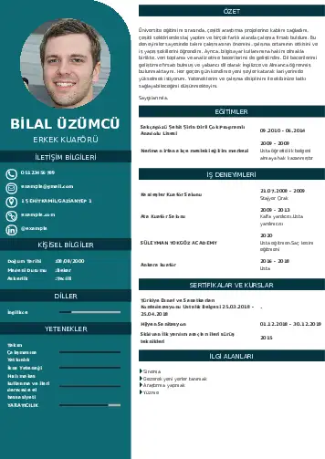 Kuaför Cv Örnekleri cv indir